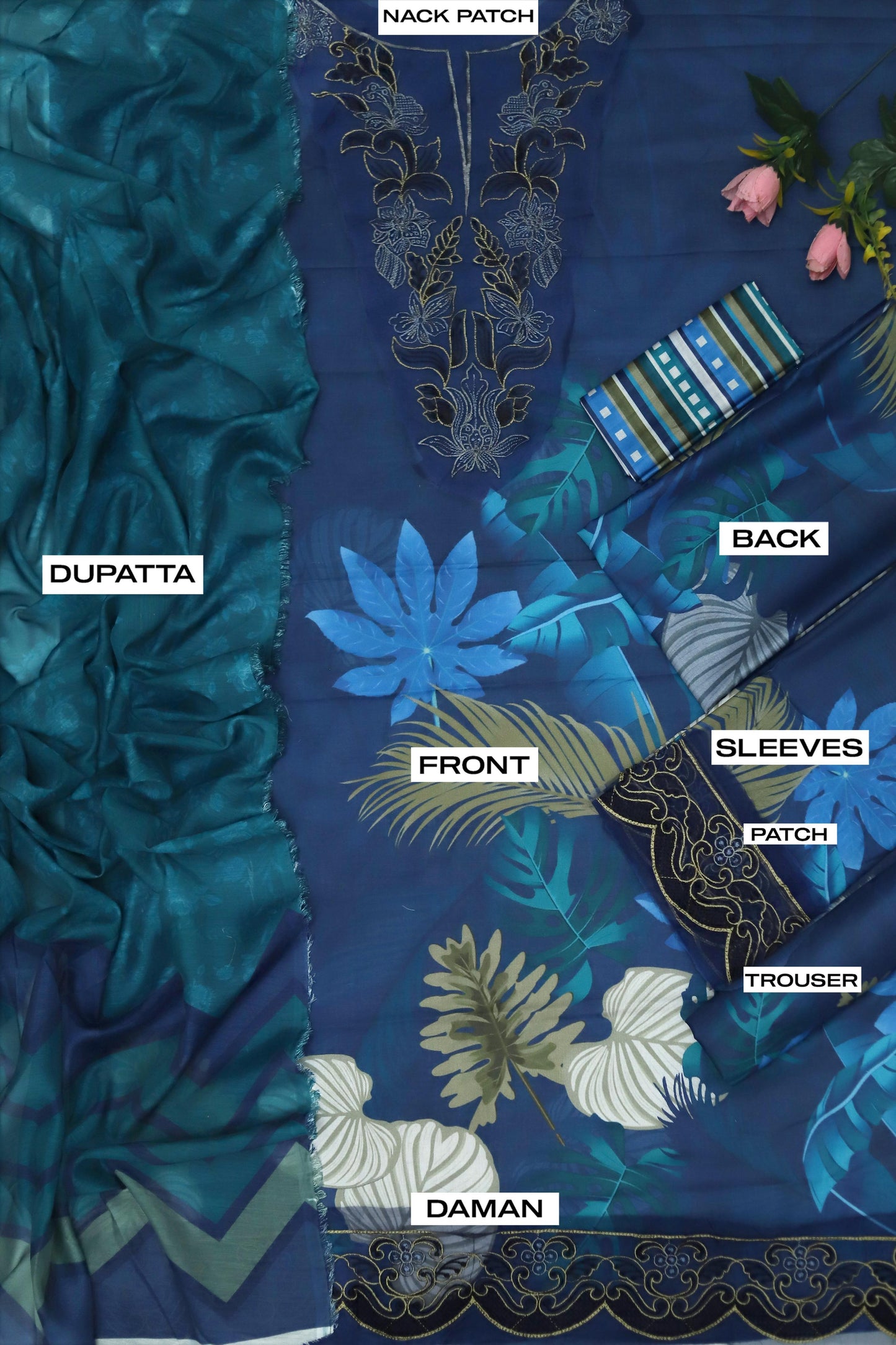3PC PRINTED & EMBROIDERED LAWN SUIT WITH READY-TO-WEAR DUPATTA | EID OFFER BAROQUE