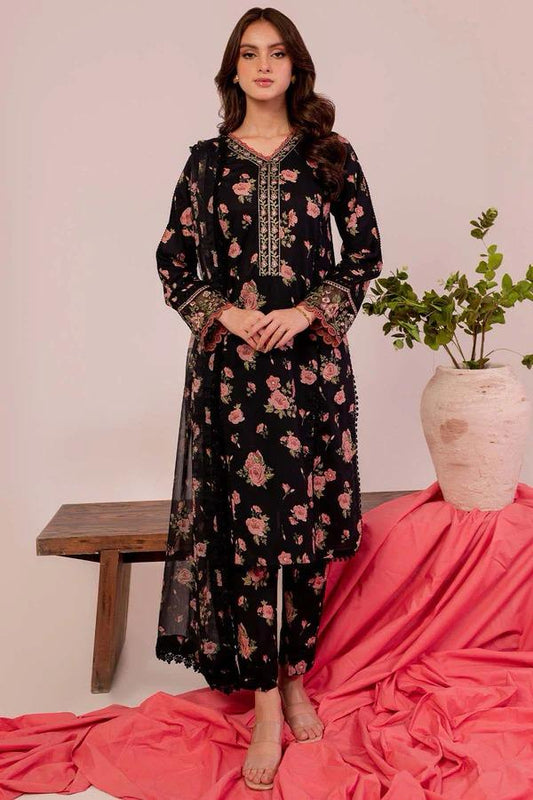 3PC PRINTED & EMBROIDERED LAWN SUIT WITH READY-TO-WEAR DUPATTA | EID OFFER FARASHA