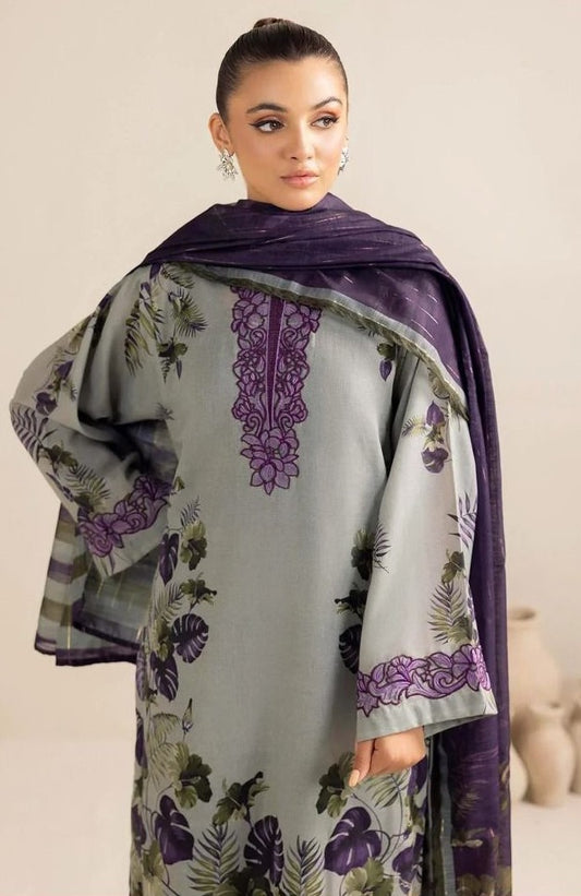 3PC PRINTED & EMBROIDERED LAWN SUIT WITH READY-TO-WEAR DUPATTA | EID OFFER BAROQUE