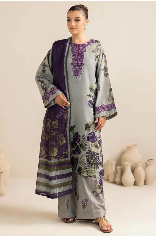 3PC PRINTED & EMBROIDERED LAWN SUIT WITH READY-TO-WEAR DUPATTA | EID OFFER BAROQUE