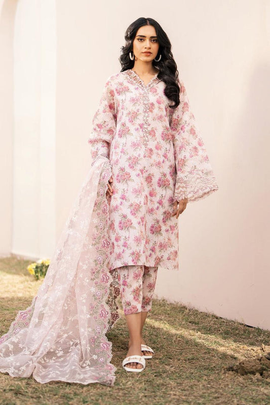 3PC PRINTED & EMBROIDERED LAWN SUIT WITH READY-TO-WEAR DUPATTA | EID OFFER BAROQUE