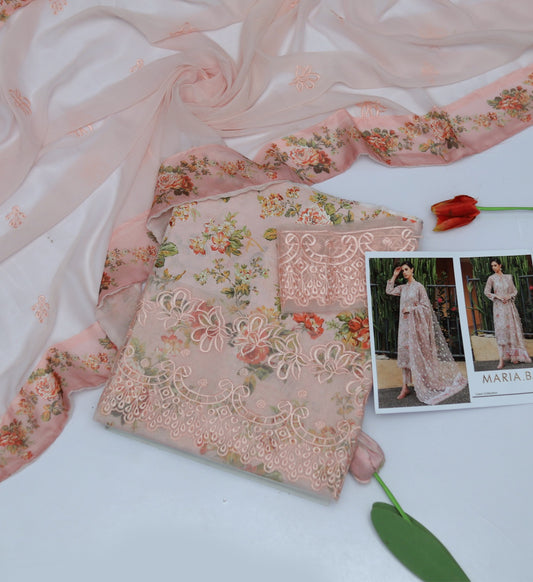3PC PRINTED & EMBROIDERED LAWN SUIT WITH READY-TO-WEAR DUPATTA | EID OFFER MARIA B