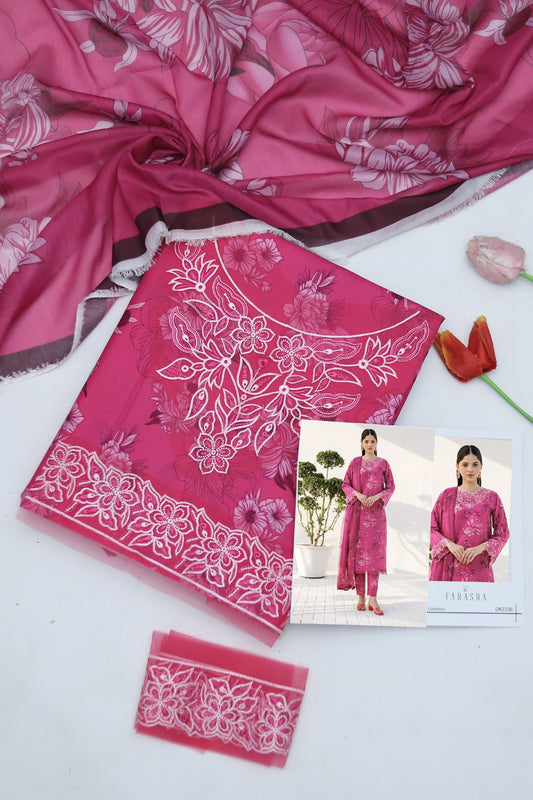 3 PIECE UNSTITCHED PRINTED LAWN SUIT | EID OFFER FARASHA