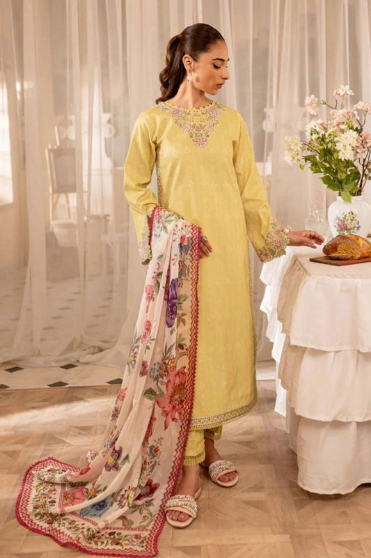 3PC PRINTED & EMBROIDERED LAWN SUIT WITH READY-TO-WEAR DUPATTA | EID OFFER FARASHA