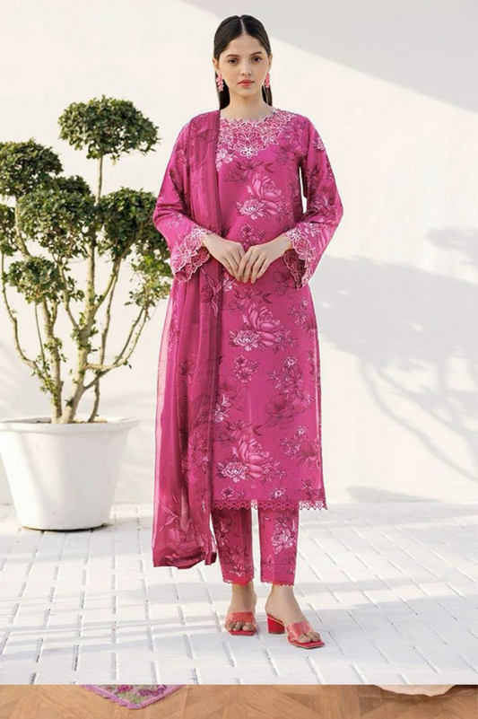 3 PIECE UNSTITCHED PRINTED LAWN SUIT | EID OFFER FARASHA